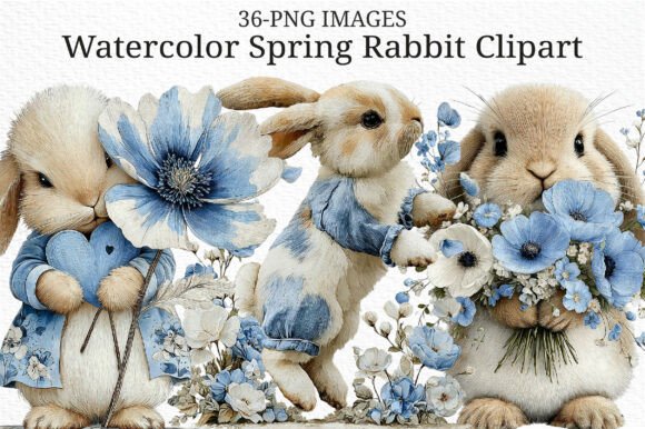 Download Watercolor Spring Rabbit Clipart PNG - Png Collection