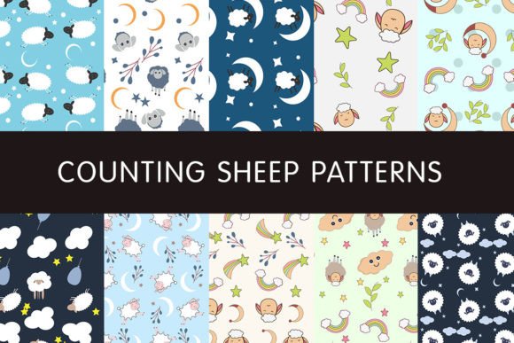 Download Counting Sheep Digital Paper Patterns - Pattern Collection