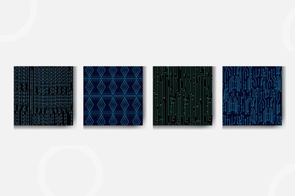 Download Set of Seamless Circuit Cyber Patterns - Pattern Collection