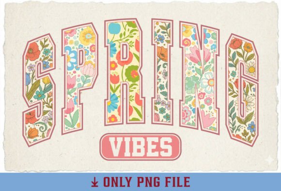 Download Retro Spring Vibes PNG Floral Varsity - Png Collection