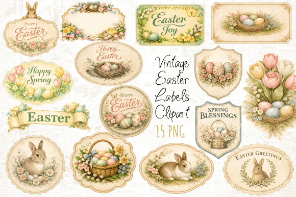 Download Vintage Easter Labels Clipart PNG - Png Collection