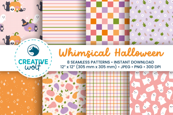 Download Whimsical Halloween Seamless Patterns - Pattern Collection