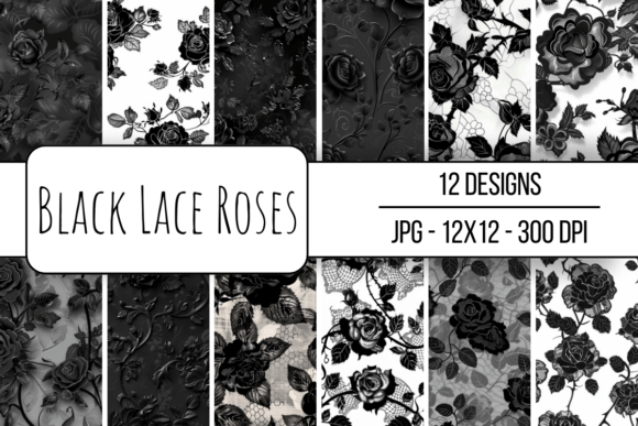 Download Black Lace Roses Seamless Pattern - Pattern Collection