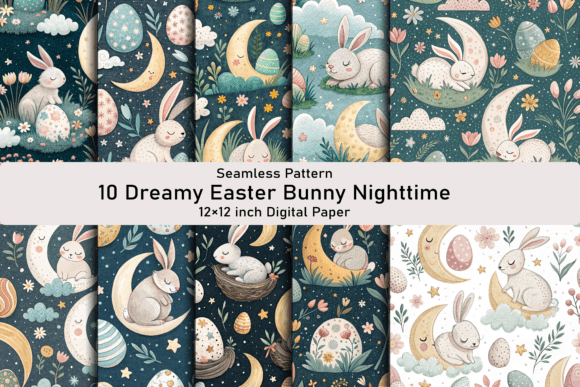 Download Dreamy Easter Bunny Nighttime Pattern - Pattern Collection