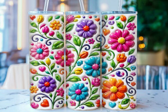 Download Inflated Retro Floral Tumbler Wrap PNG - Png Collection