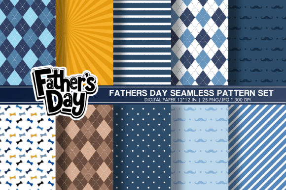 Download Fathers Day Pattern, Dad Digital Papers - Premium Bundle