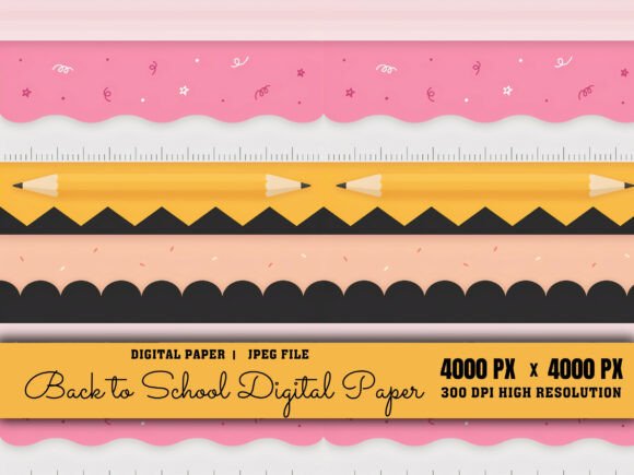 Download School Border Stripe Pattern Digital - Premium Bundle