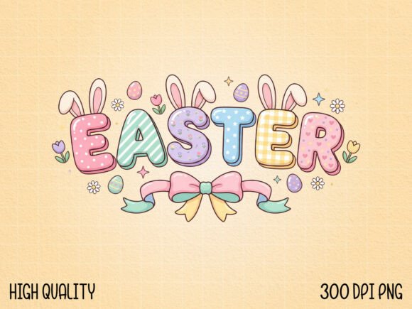 Download Easter Typography with Bunny Ears PNG - Png Collection