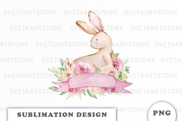 Download Watercolor Bunny with Flowers Png - Png Collection