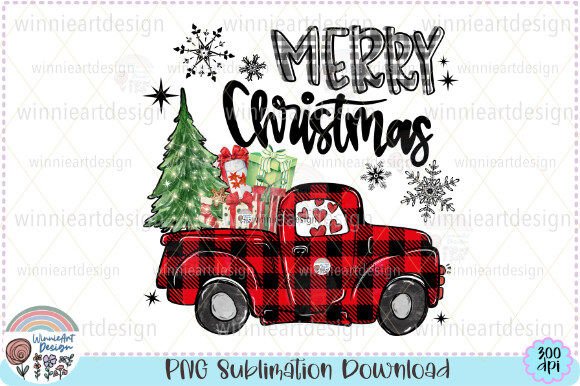 Download Merry Christmas Tree Plaid Red Truck PNG - Png Collection