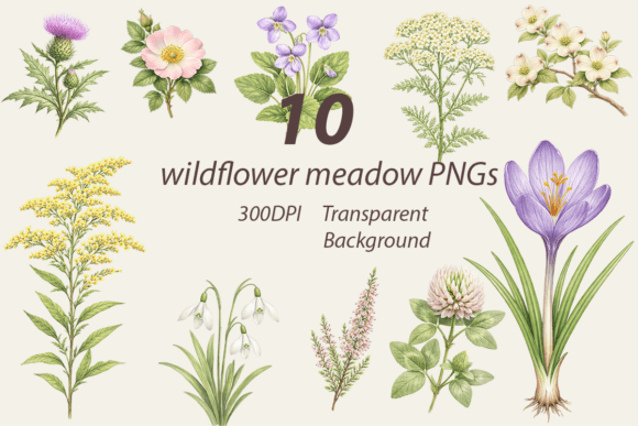 Download Wildflower Meadow Botanical PNG Bundle - Png Collection